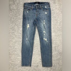 Hollister Jeans Womens 00 Low Rise Boyfriend Button Fly Distressed Holes Casual